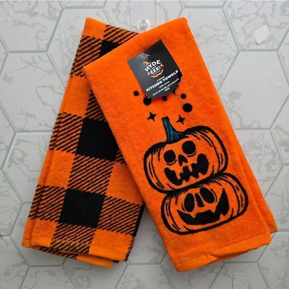 New 2pc Pumpkin Halloween Stack Kitchen Terry Towels Hyde and EEK! Boutique
